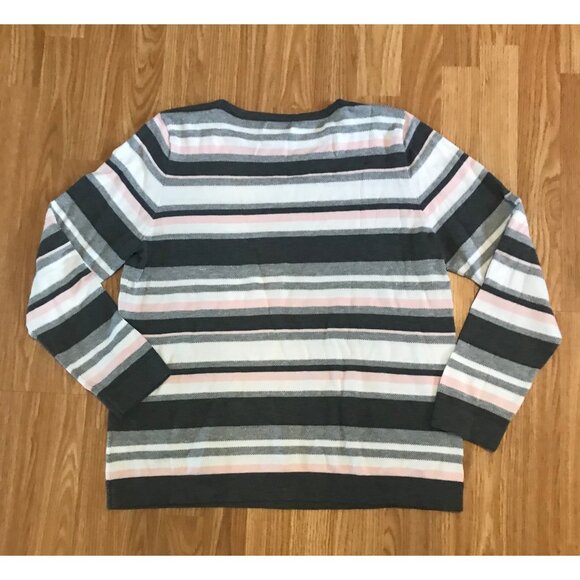 Croft & Barrow Sweater Womens XL Striped Sweater  Blue White Pink Grey - Picture 3 of 5